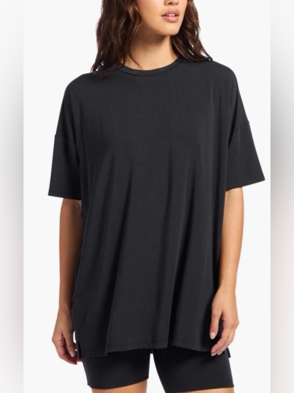 Nuuds Black Oversized Crewneck Tee & Biker Shorts Set, Small